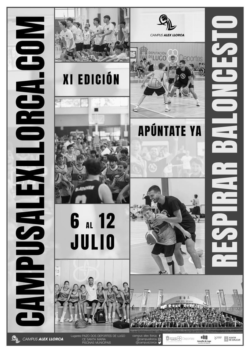 CampusLlorca's tweet image. 🏀 INSCRIPCIONES ABIERTAS!!!
📅 Del 6 al 12 de julio
📍 Lugo
📝 Campus Alex Llorca – XI edición

👉 Apúntate en
campusalexllorca.com