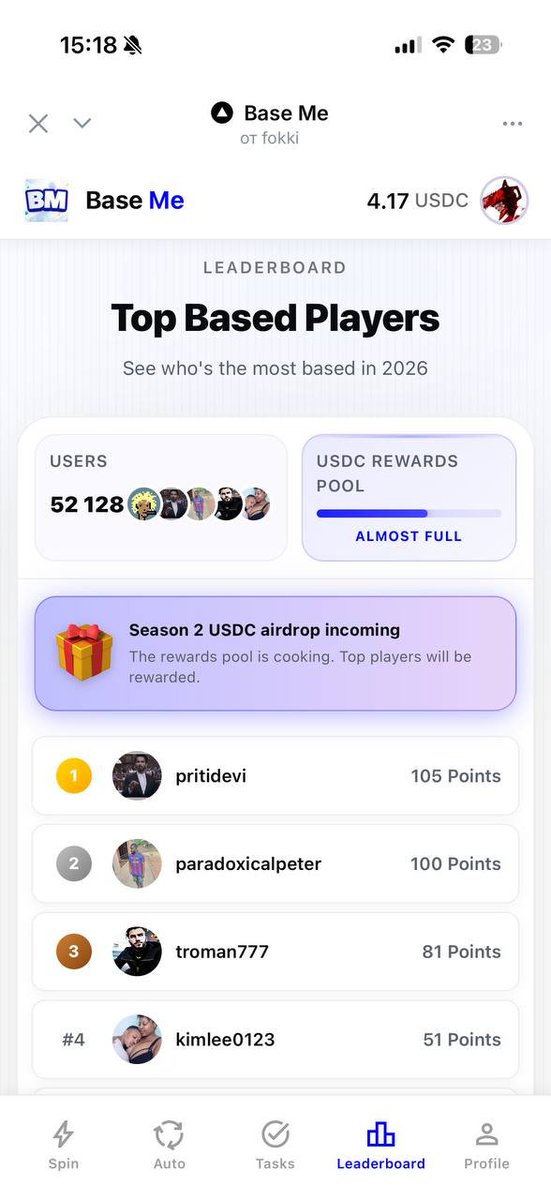 1st 5,000 USDC Drop Distribution Complete! ✅

We've just distributed 5,000 USDC to our community. 🏆 Top 100 players received 50 USDC each.

Huge congrats to all the winners! 
Check your wallets. 💸

The New Season 2 starts NOW. The Leaderboard has been reset.

🚀 Let's see who
