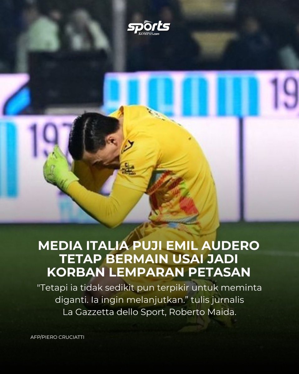 sportskompascom's tweet photo. Reaksi Emil Audero dipuji setelah dirinya jadi korban pelemparan petasan dalam laga Cremonese vs Inter di Stadion Giovanni Zini, Minggu (2/2/2026).

Baca di sini: https://t.co/nfMg4OTFXD 

/ #EmilAudero #Cremonese #Inter #Kiper #Feed https://t.co/8IXPxhSGwe
