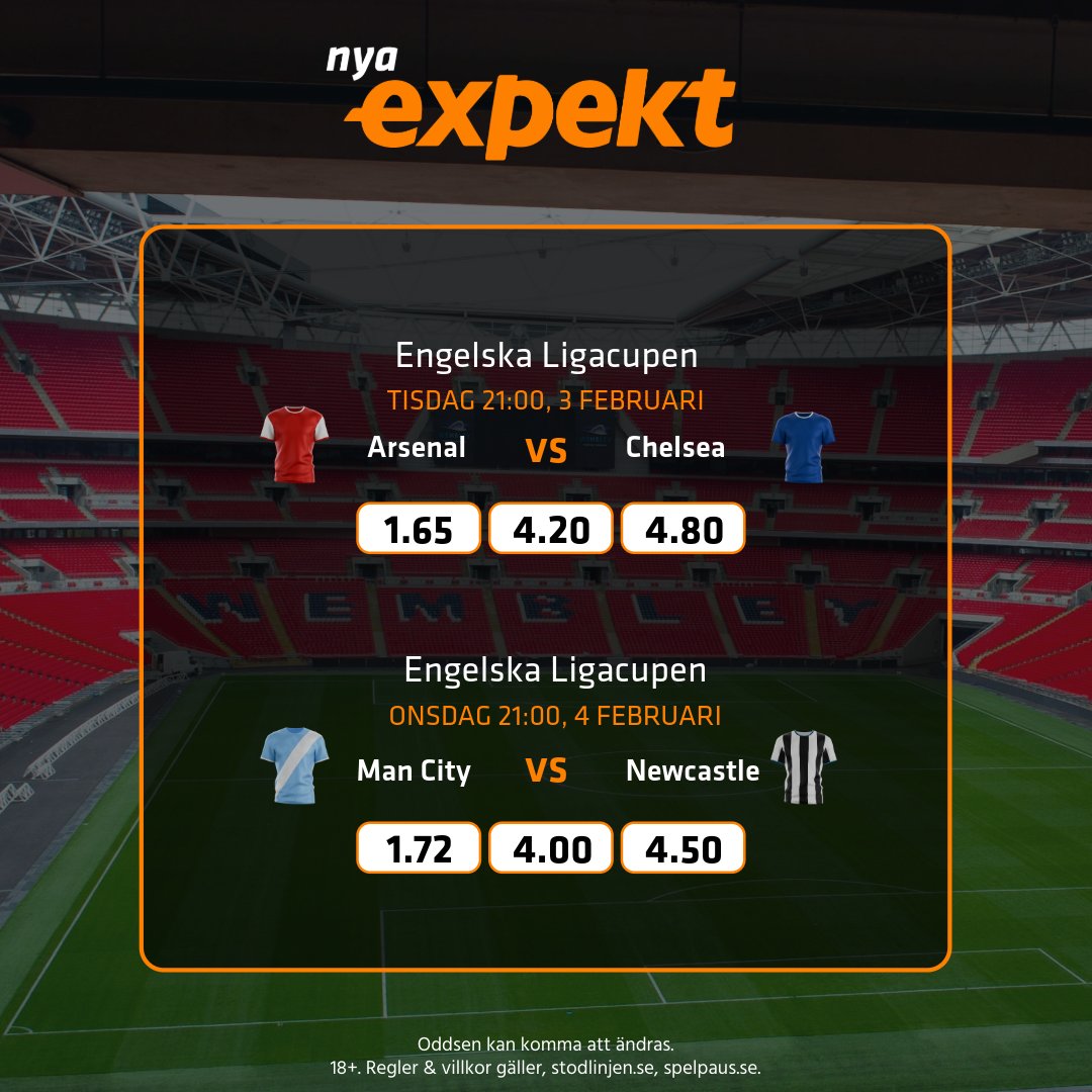 Dags för returerna i den engelska ligacupen, vilka tar sig till finalen på Wembley 🏆 

Till matcherna 👉 bit.ly/4a6x8zc