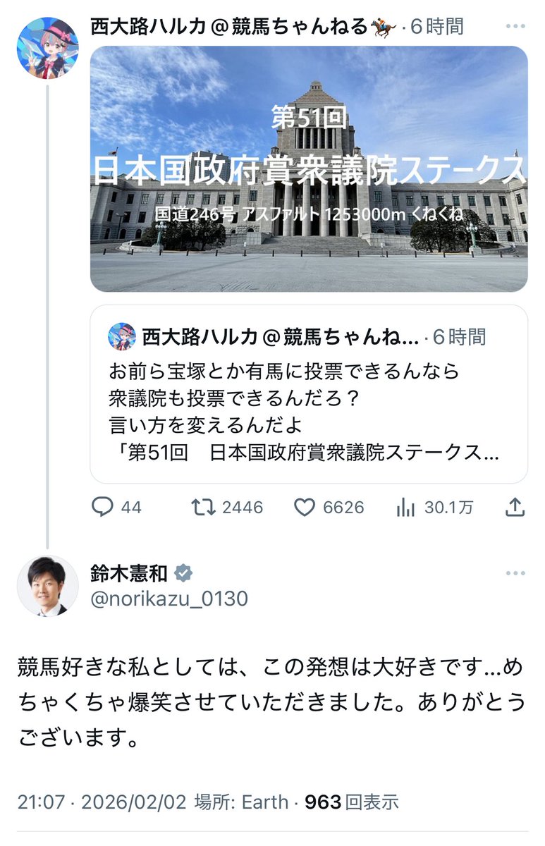 おい、日本中央競馬会所管大臣ｗ