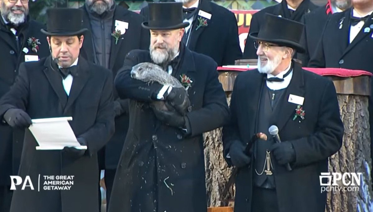 Breaking: Groundhog Phil sees shadow...  This means: SIX MORE WEEKS OF WINTER!!!
