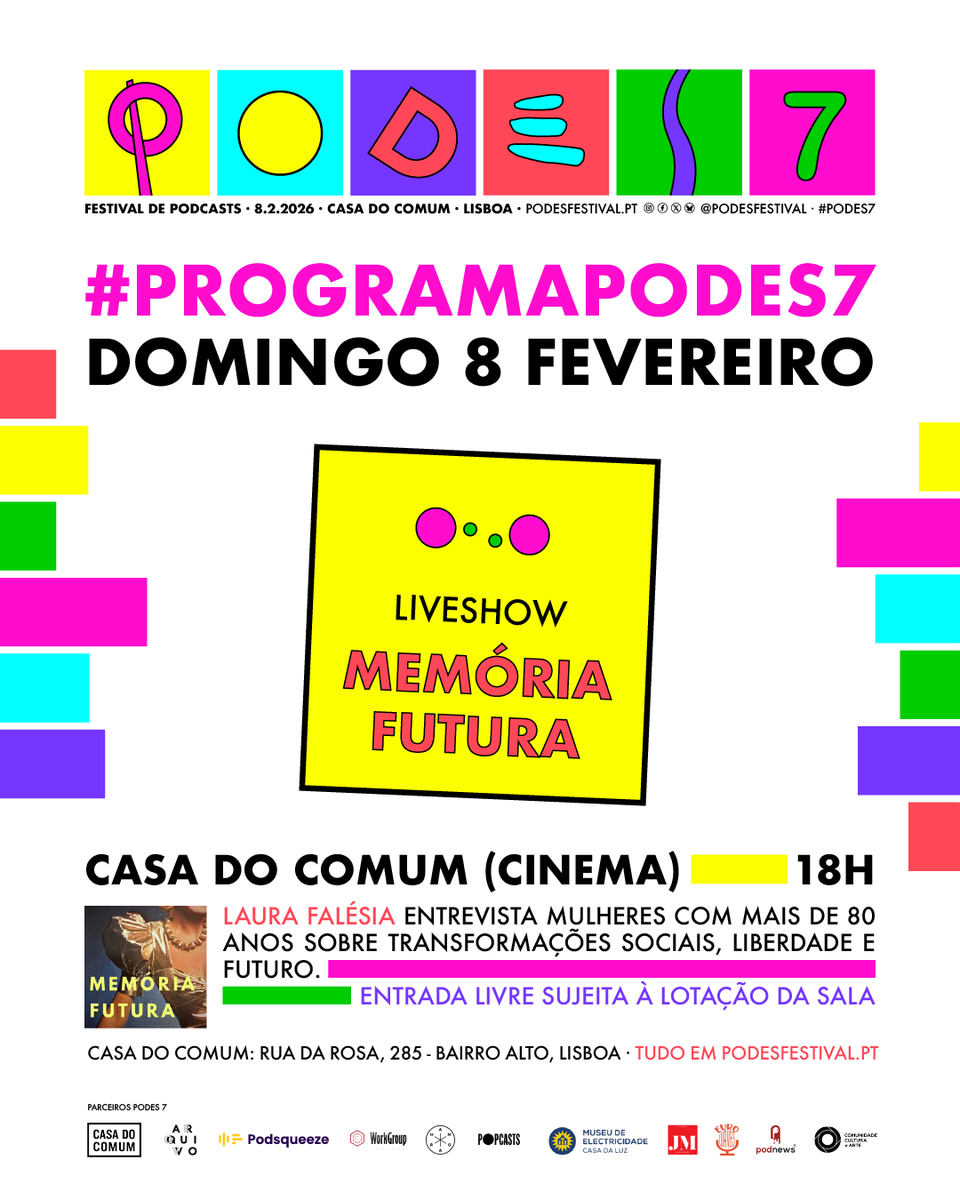 🎤Laura Falésia e o brilhante #memóriafutura vão estar connosco com um episódio ao vivo na sala de cinema da #CasadoComum, este domingo às 18h. 
💬A Laura entrevista mulheres com mais de 80 anos e estamos todos convidados para assistir à conversa. 

🎟Entrada gratuita! #podes7