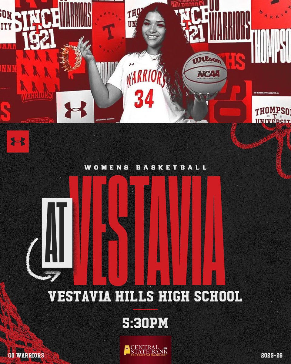 ThompsonWbb's tweet image. GAMEDAY! Warriors are on the road tonight! 
📆: Monday, February 2nd
🏀: Vestavia Hills  
📍: Vestavia Hills High School 
⏰: 5:30