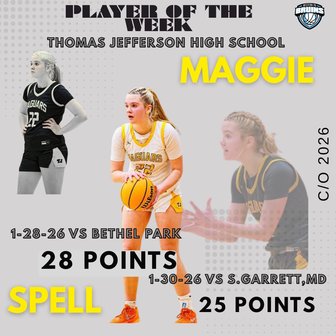 WPABruinsAAU's tweet image. Maggie Spell is on a heater 🔥

28 points vs Bethel Park
25 points vs S. Garrett

When the lights are on, she shows up. Big time performances back to back.

Keep cooking, Maggie. 🏀💙

#BruinsNation #PlayerOfTheWeek #BuiltDifferent