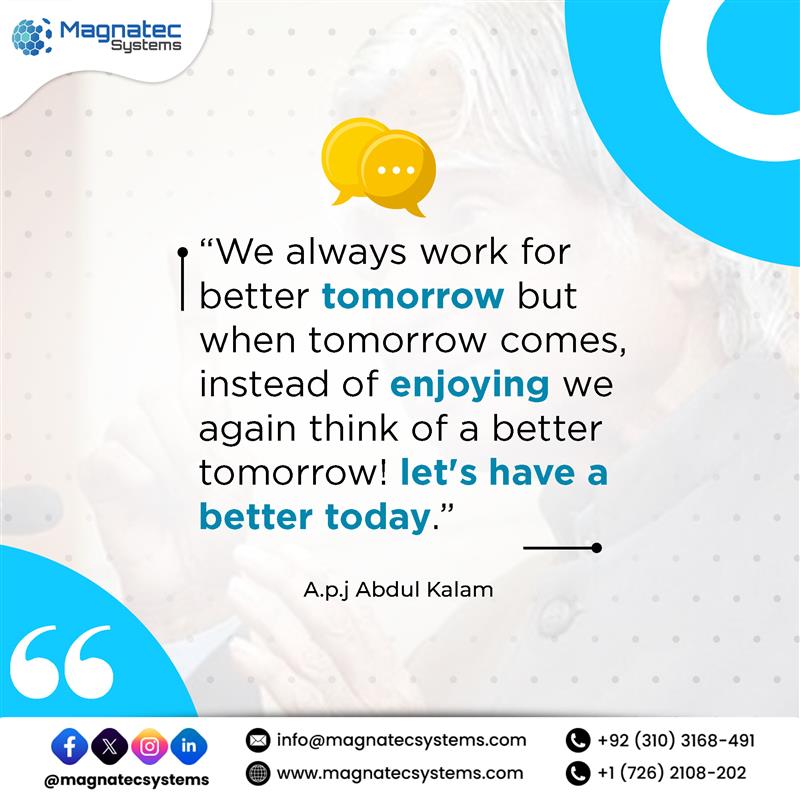 AbdulRehma54770's tweet image. Progress is made today, not tomorrow.

At Magnatec Systems, we turn vision into action.

📧 𝐄𝐦𝐚𝐢𝐥: info@magnatecsystems.com
🌐 𝐖𝐞𝐛𝐬𝐢𝐭𝐞: magnatecsystems.com

#MagnatecSystems #LeadershipThoughts #BetterToday