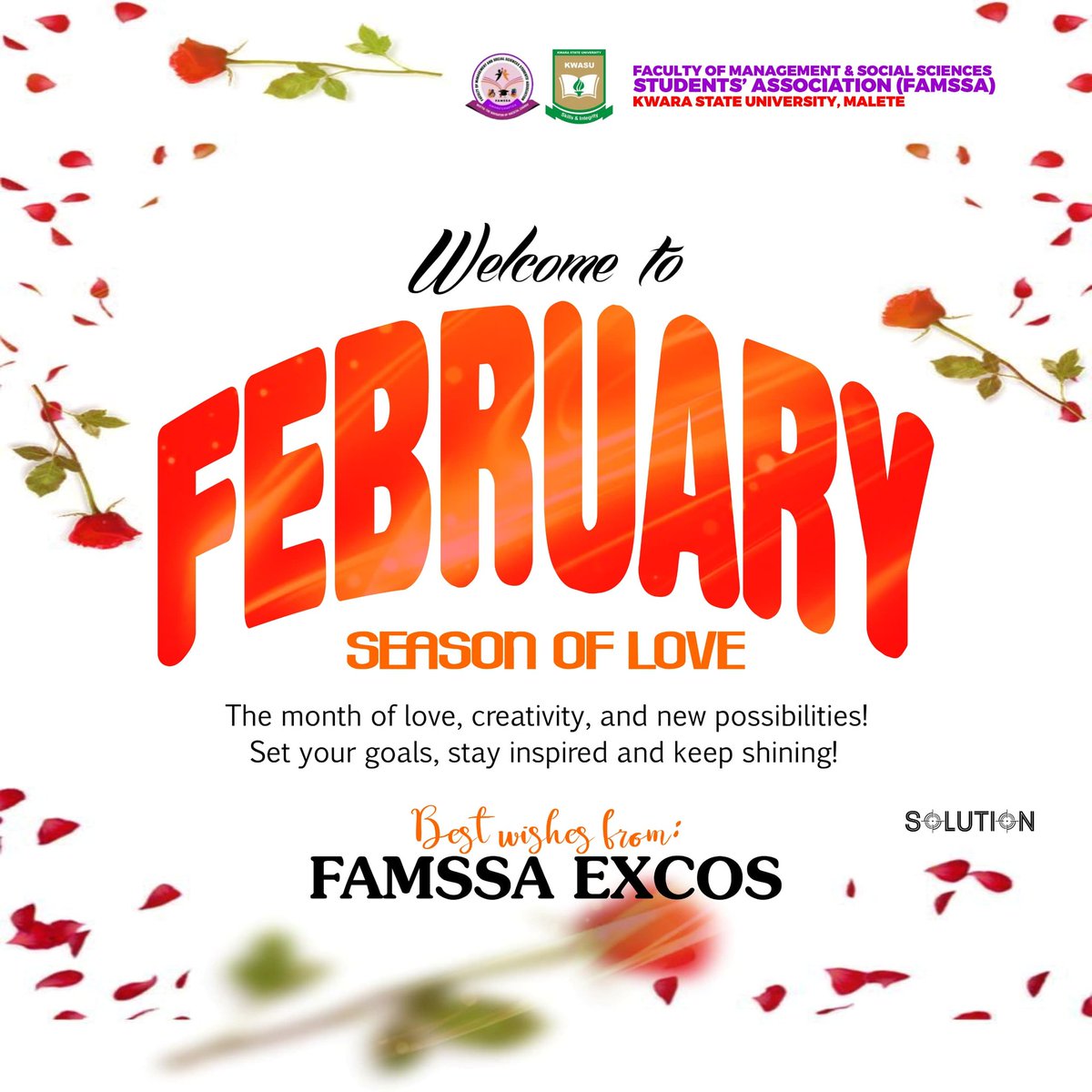 FmssMedia's tweet photo. Happy new month to every student of The Faculty Of Management And Social Sciences Association FAMSSA KWASU CHAPTER 
This month has many packages that we're all definitely going to tap from. 
Have a great month ahead.
#NewBeginnings #examsucces https://t.co/rgHgQca23S