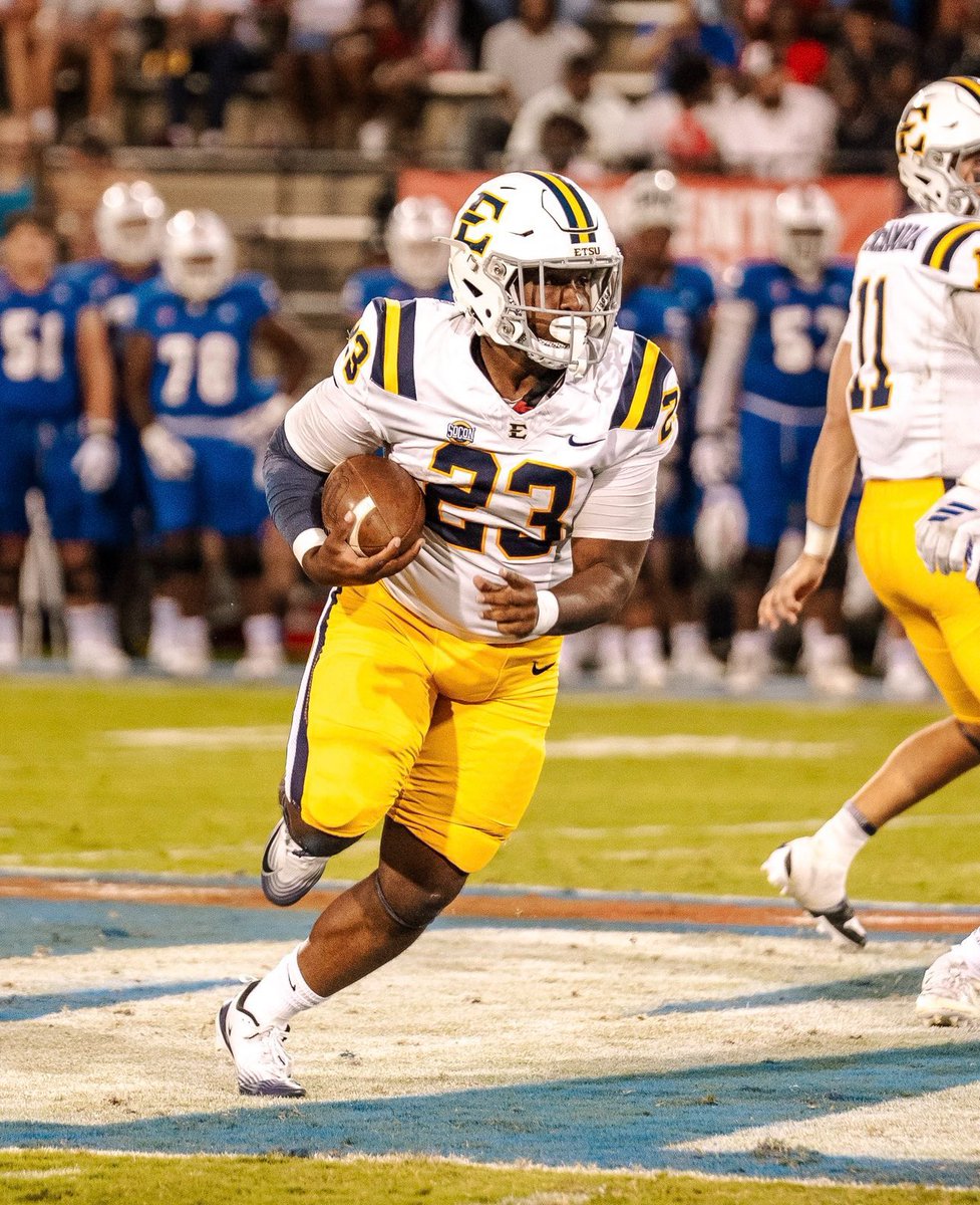 247SportsPortal's tweet photo. East Tennessee State RB Khalil Eichelberger (@KhalilEich) has entered the portal, his rep @JacksonSimon25 of @nilsonsports tells @chris_hummer, @TomLoy247 and @mzenitz.

The 5-foot-10, 225-pounder was an All-Conference selection in 2025 and has over 1500 all-purpose yards & 16 TDs in his career.