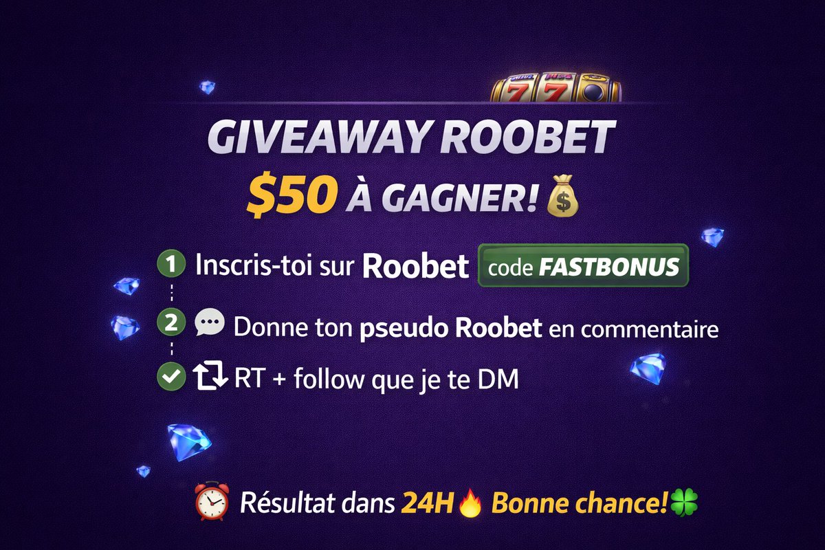 FastBonus_'s tweet image. 🎁 GIVEAWAY ROOBET – 50$ À GAGNER 💸🎰

Je fais gagner 50$ à 1 personne dans 24h ⏰

⚠️ Pour les Affiliés UNIQUEMENT💰

Bonne chance à tous 🍀🔥