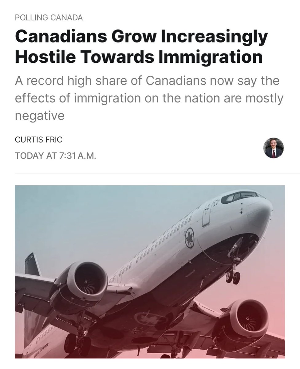 CanadianPolling's tweet image. New polling suggests that Canadians have hit a new high in their hostility towards immigration 

Read it here: open.substack.com/pub/canadianpo…