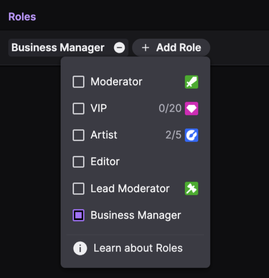 TwitchSupport's tweet image. Introducing Business Managers: a new role that helps streamers manage their business 💜 

Business Managers can view your analytics and revenue, and manage sponsorship opportunities on your behalf, all from your Creator Dashboard:

🔗: link.twitch.tv/RolesManager