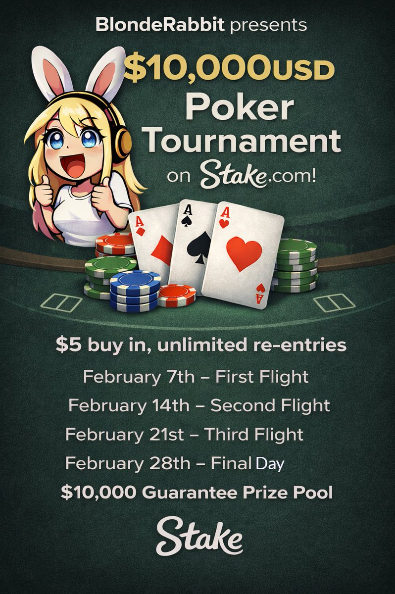 Exciting News !

Hosting an epic Poker Tournament this month ! First flight to qualify to the main $10K tourny will be on February 7th after the Eddie stream! 

Like, share, and comment your stake user name for some Live stream 🤑 tip outs ! (Tipping on Friday!)

Good luck!