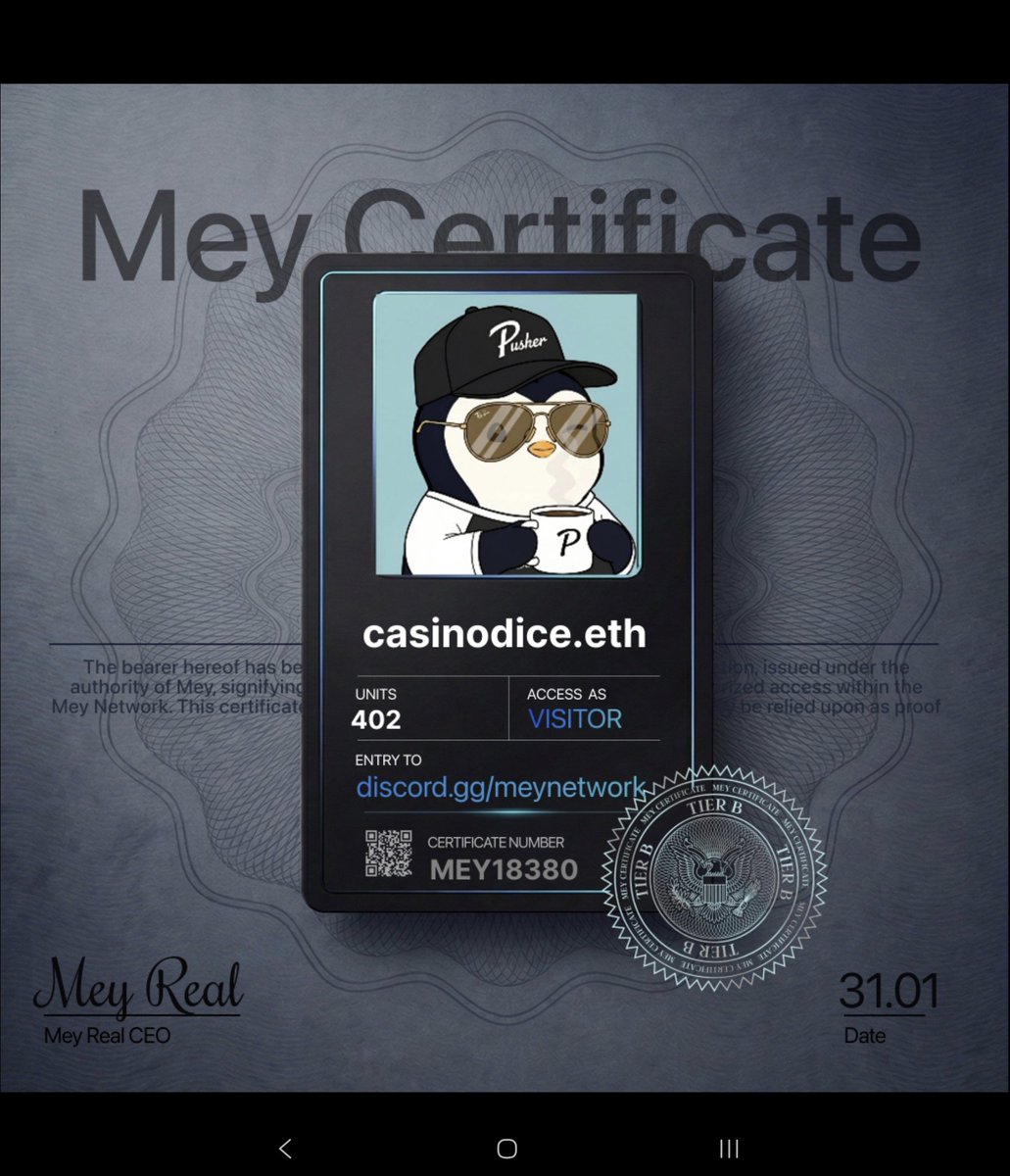 Just got into MEY HQ with my Certificate.

Did not expect this tier 😅

What did you get?

@mey_network → discord.gg/meynetwork