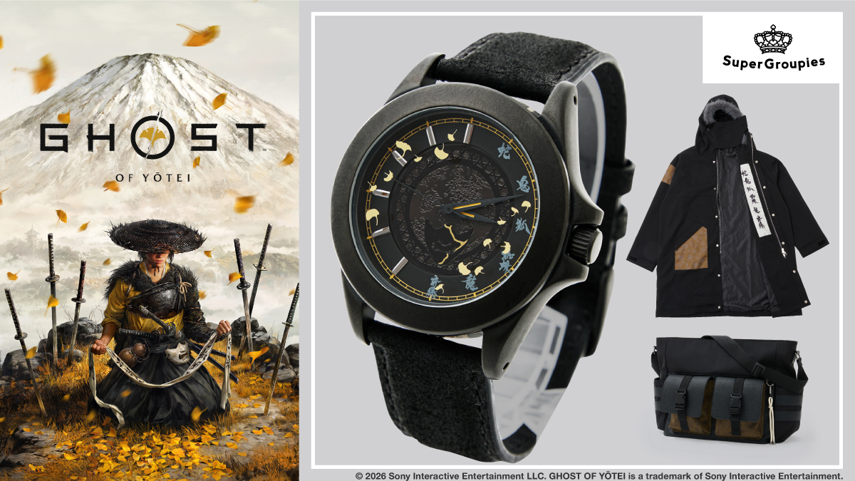 Super_Groupies's tweet photo. ||◤　予約受付中　◢||

『Ghost of Yōtei』とのコラボアイテムが登場！
篤モデルの腕時計／アウター／ショルダーバッグがラインナップ。

それはまるで、篤の復讐の記憶を身に纏うような体験。

📅ご予約受付：2/16（月）昼12:00まで
https://t.co/FuFjPZAux5

#GhostofYotei #ゴーストオブヨウテイ https://t.co/EYiSRq5tFd