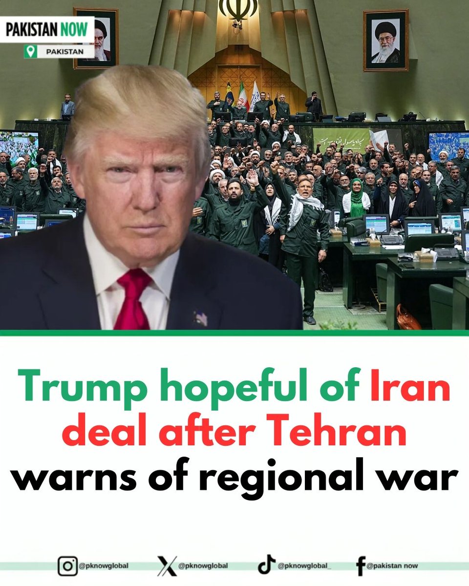 pakistannownews's tweet image. PARIS: US President Donald Trump on Sunday said he was hopeful of agreeing to a deal with Iran after the country's supreme leader warned that any US attack on the Islamic republic would trigger a regional war.

#usa #donaldtrump #worldaffairs #global #iran #paris