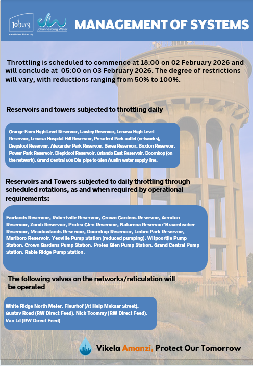 #JoburgUpdates 
Management of the systems ^A