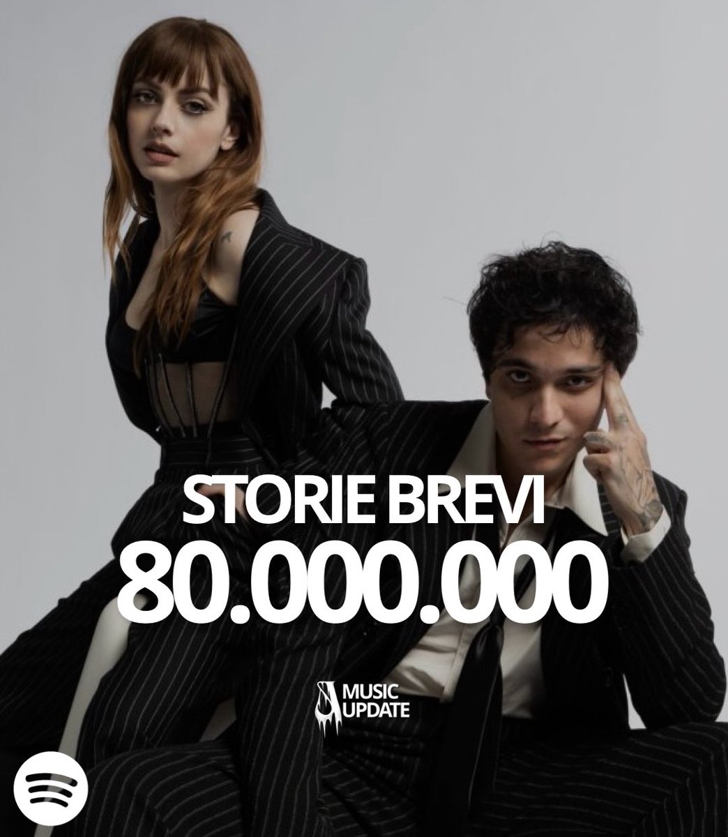 ‘STORIE BREVI’ supera 80 milioni di ascolti su #Spotify 🐈‍⬛

#Annalisa #Tananai #StorieBrevi