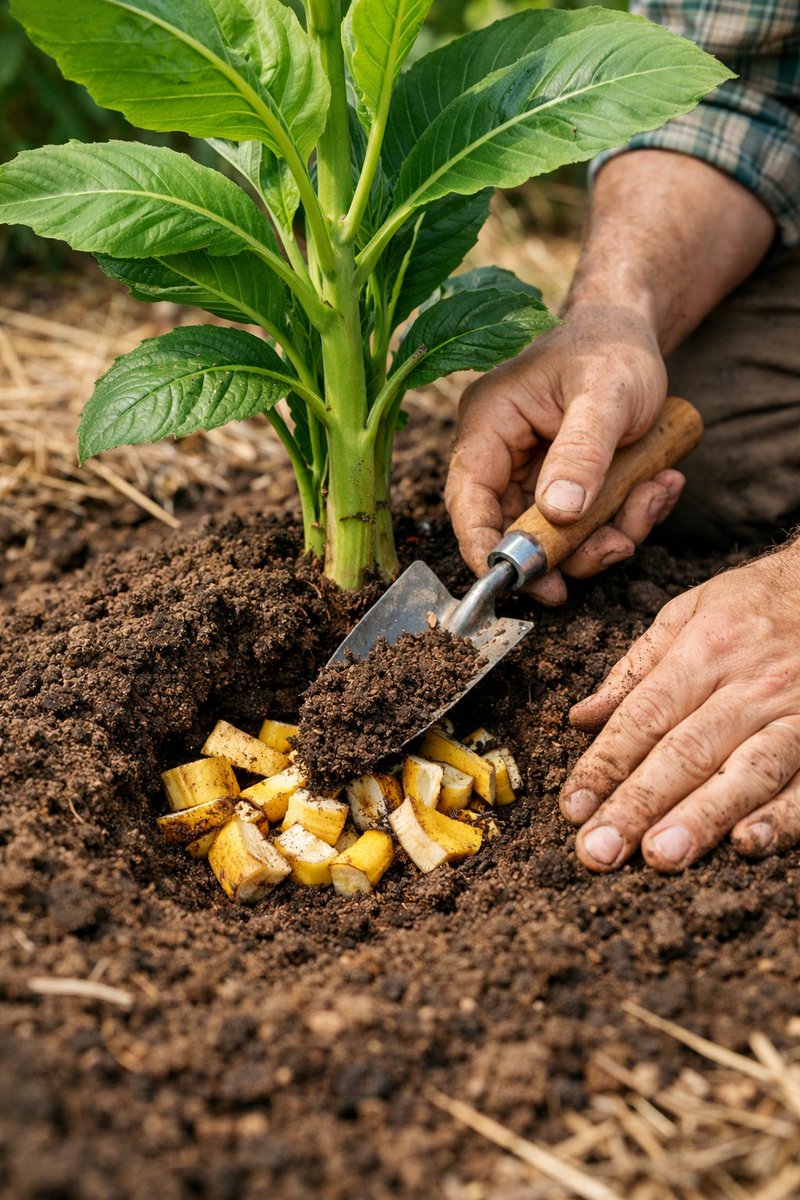 SowSaathi's tweet photo. ⚡ FARM HACK 🌱🍌

Don’t throw banana peels!
Bury them near plant roots for a 100% free, potassium-rich fertilizer.
✅ Stronger stems
✅ Better fruit quality
✅ Zero waste

Simple. Natural. Effective. 🌾
#SowSaathi #FarmHack #OrganicTips #ZeroWaste https://t.co/3TH94G3Yin