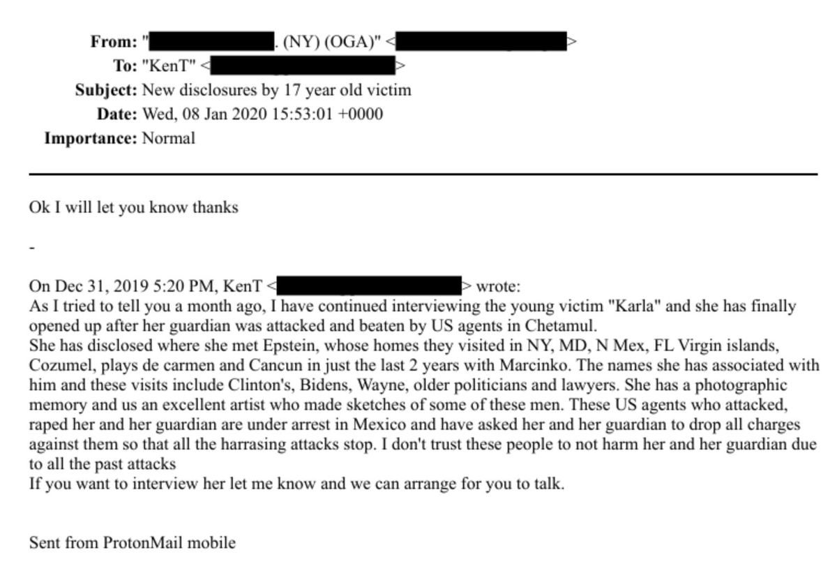 MarioNawfal's tweet photo. 🇺🇸🇲🇽 Emails place Biden front and center in disturbing claims made by a 17-year-old victim.

The emails describe alleged abuse, travel with Epstein’s circle, name Ghislaine, and read like urgent damage-control notes about threats, intimidation, and keeping the victim hidden in Mexico.
