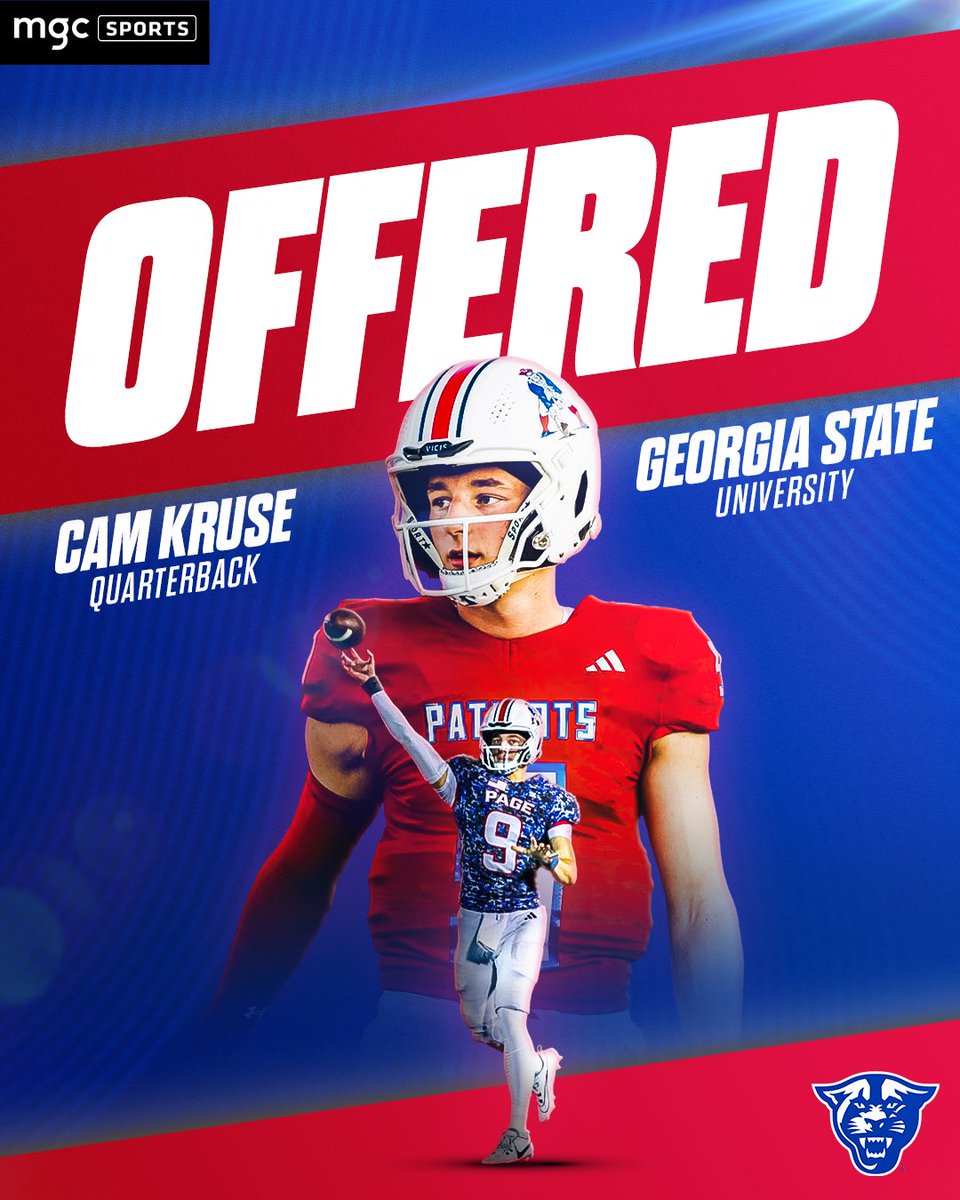 DustyBennett's tweet image. Congratulations to @mgcsports client @Cameron_Kruse09 on earning an offer from @GeorgiaStateFB @huejack10 

Big time QB out of @pagefootball (Franklin, TN).

Reminds me of Panther great @arbuckle_QB9 

@benmoore247 @Rivals @On3 @PrepRedzoneTN 

#TennesseeRecruiting #quarterback