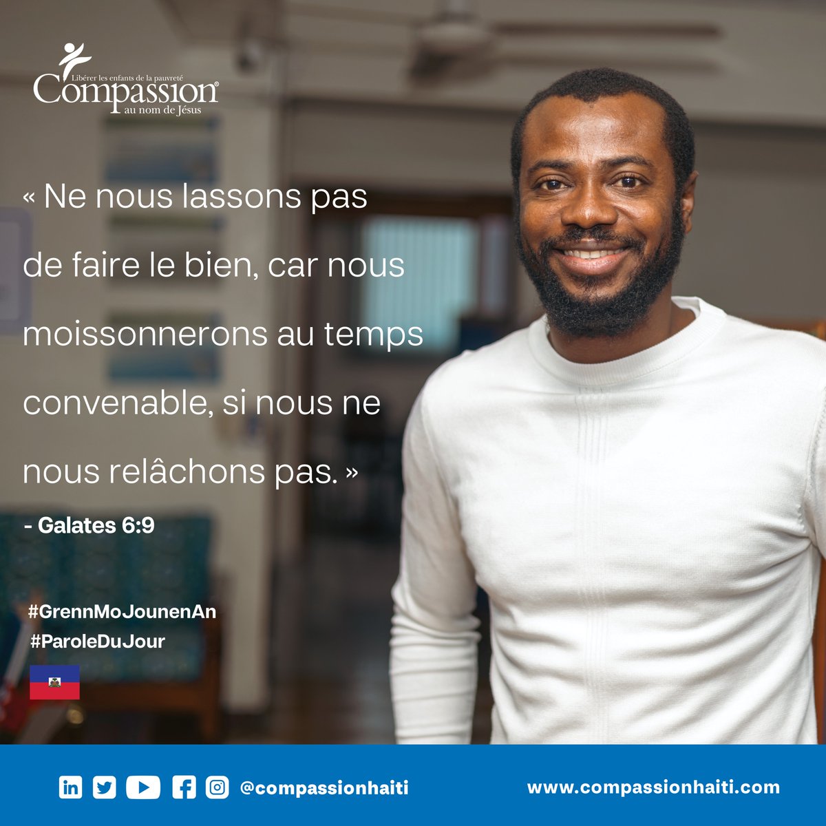CompassionHT's tweet photo. Ce message, partagé ce matin par Past. Wadler Cené, Spécialiste des Excursions et Visites à Compassion Haïti, nous encourage à continuer avec foi et persévérance avec notre appel.
#grennmojounenan #paroledulundi #compassionhaiti #CompassionInternational #compassion #compassionht https://t.co/1K5Voh4HxW
