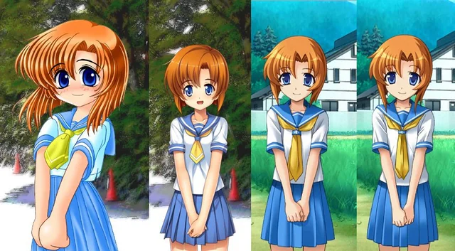 HigurashiFan014's tweet photo. Rena accross the years https://t.co/meAMExsoAn