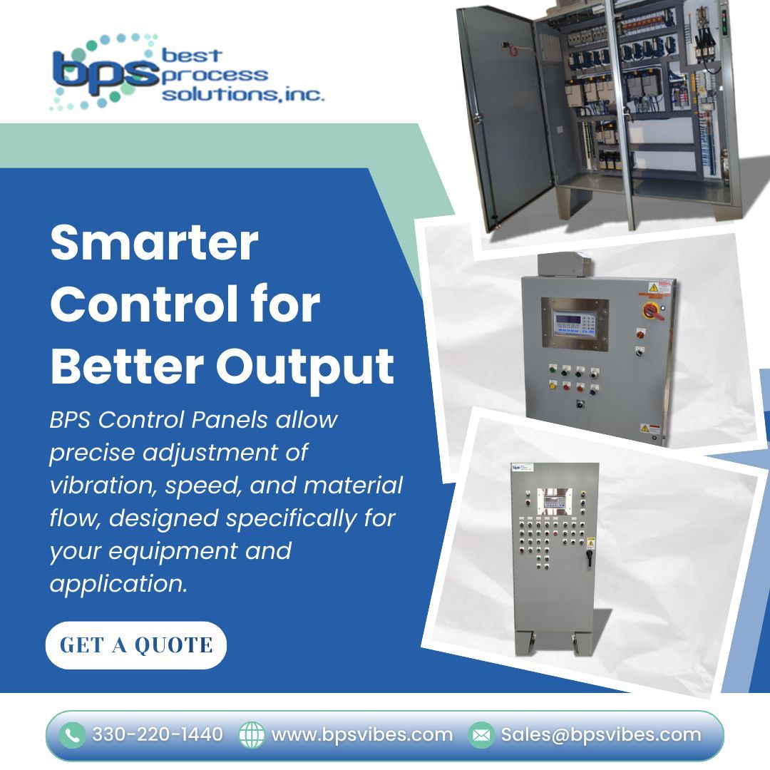 BPS Control Panels allow precise adjustment of vibration, speed, and material flow—designed specifically for your equipment and application.

Take control of your process. 👉 Learn more via the link in our bio.
.
.
#controlpanels #industrialautomation #processcontrol #bpsvibes