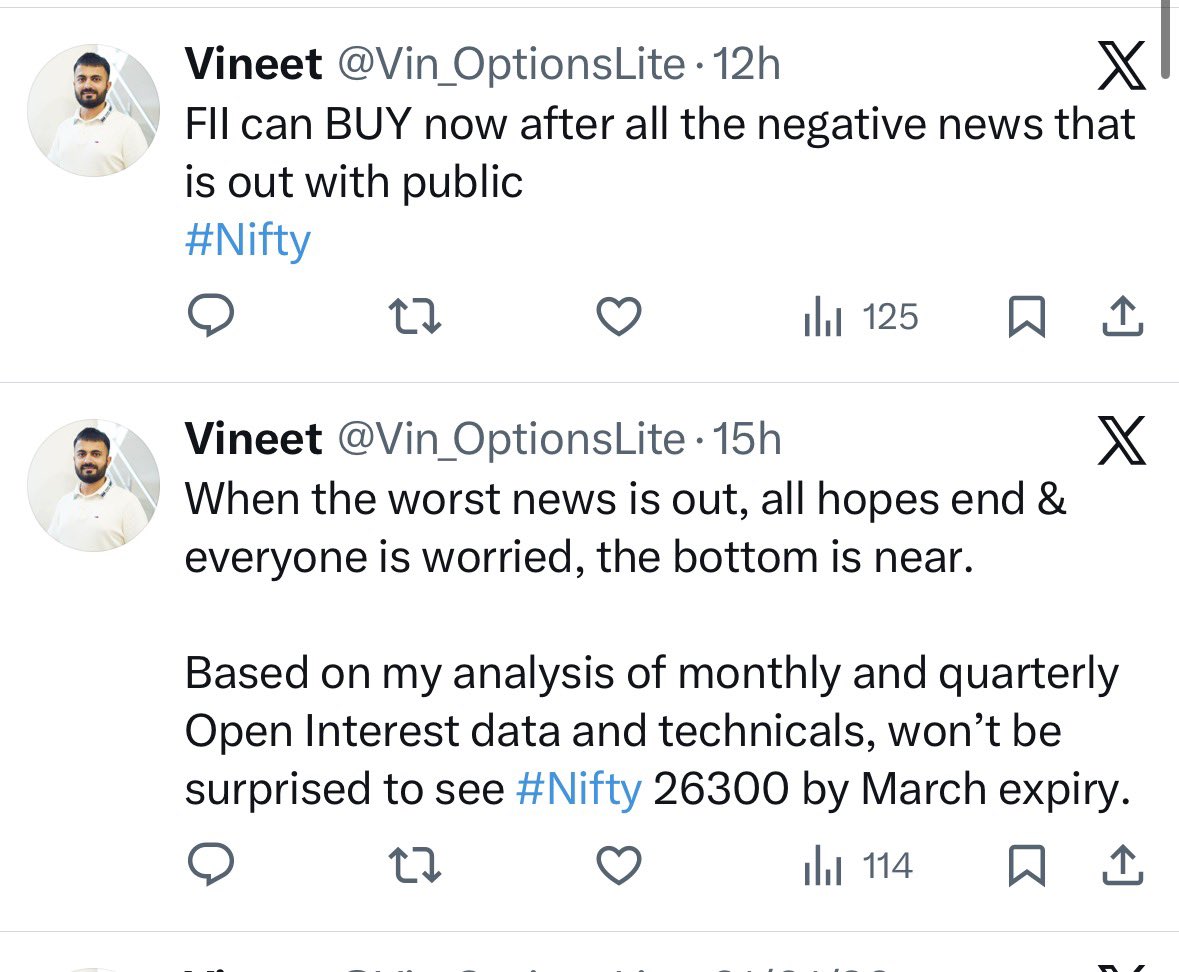Vin_OptionsLite's tweet photo. My today morning tweet
The way Gift Nifty is moving, seems like 26300 will be done this expiry only 🔥 https://t.co/bcQFaVXMCw