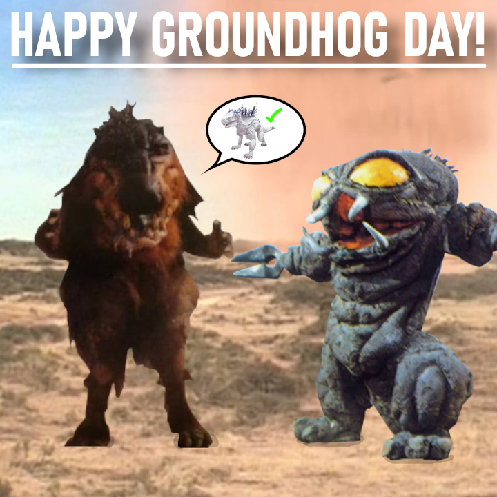 TheTokuProf's tweet photo. Reports are saying that Degunja Phil saw his Shadorah today, so get ready for several more weeks of winter, kaiju fans! #Kaiju #Godzilla #Ultraman #GroundhogDay #ZoneFighter #Monsterverse https://t.co/UhVylEP0N2