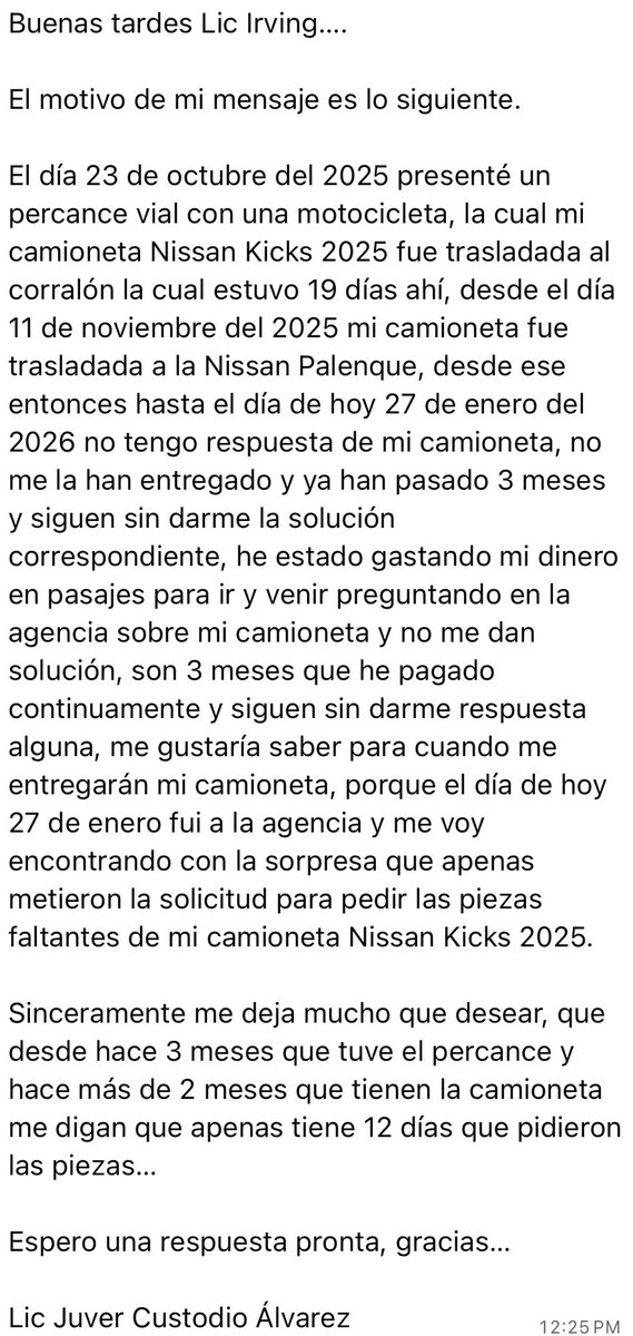 olicustodiio's tweet photo. @Nissan_mx ayuda urgente!!!!! Servicio deplorable, no responden, no se hacen responsables. No se sabe ya con quién más acudir. 

@Profeco https://t.co/uinFLJAHZh
