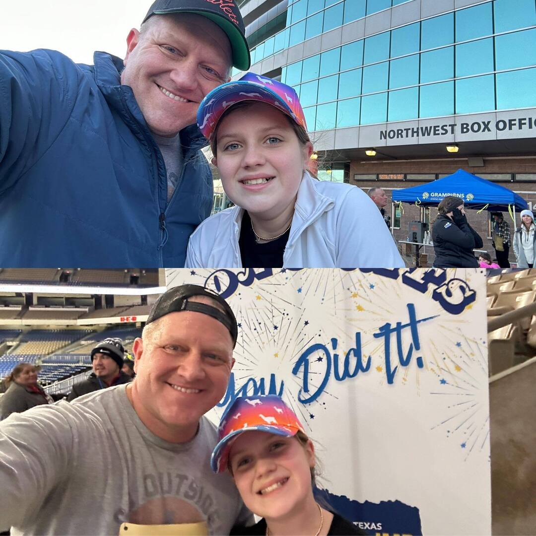 corrington's tweet photo. I’m so proud of my daughter Charlotte. 

Saturday we ran the Cyatic Fibrosis Tower Climb. 
1 mile run followed by ~950 stairs to support our friends the Kapp’s whos daughter has this terrible disease.

It was a wake up time of 6 am, super cold, and gruel… https://t.co/MZsw1jLoQp https://t.co/L24tXUaqx2