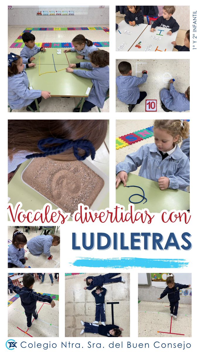 En Infantil aprendemos las vocales de forma divertida. Las formamos con nuestro cuerpo juntos y en equipo, con arena juguetona y las cuerdas de colores ; aprendemos a escribirlas y ¡hasta anduvimos en equilibrio sobre ellas, riendo y disfrutando con Ludiletras! 🔠

#ColegiosFSC