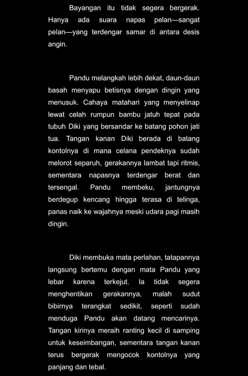 Pagi yang tenang berubah jadi liar. Pandu tak berkutik saat Diki menariknya mendekat. "Digagahi Teman Mancing" adalah bacaan wajib buat kamu yang suka cerita intens.

baca selengkapnya di bacaanseru.in