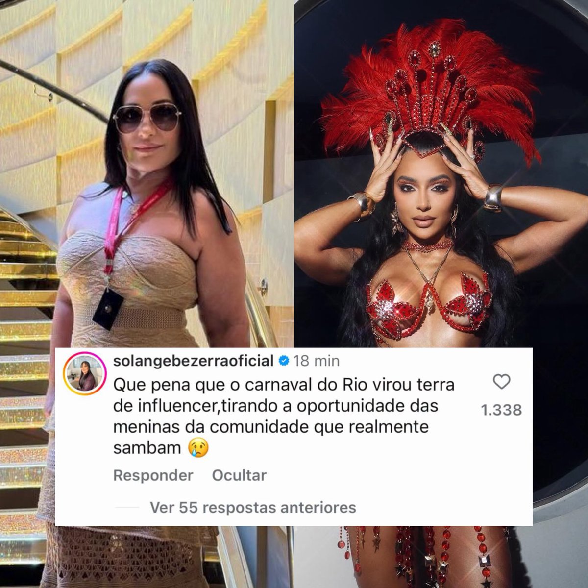 🚨VEJA: Solange Bezerra, faz comentário após influenciadoras desfilarem no Carnaval.