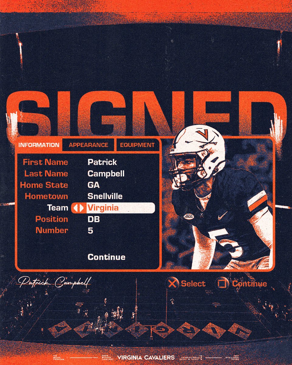Welcome to Virginia.

Bringing in 27 games played experience to the secondary <a href="/patrick_camp17/">Patrick Campbell</a> is a HOO

#GoHoos 🔶⚔️🔷