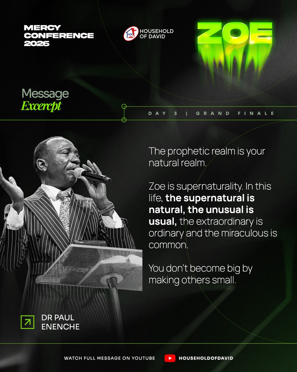 HODChurchNG's tweet photo. โIf you have the Zoe life, you cannot be comfortable in the company of the ungodly.โ
- Pst. Paul Enenche
God bless @drpaulenenche for impacting us with timeless words that empowered us for the supernatural!
Are you walking in ZOE?
#HouseholdofDavid
#MercyConference2026
#Zoe https://t.co/SUlZ7fDMLs