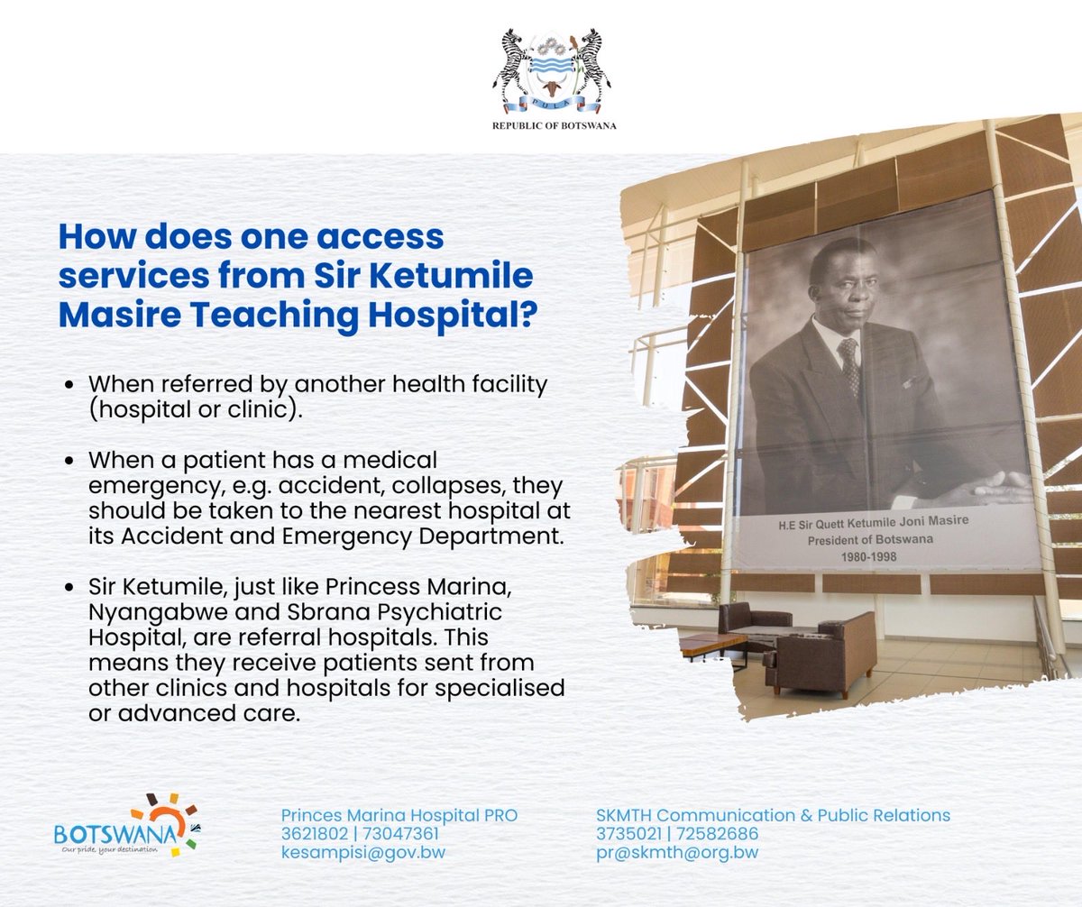 How does one access services from Sir Ketumile Masire Teaching Hospital?