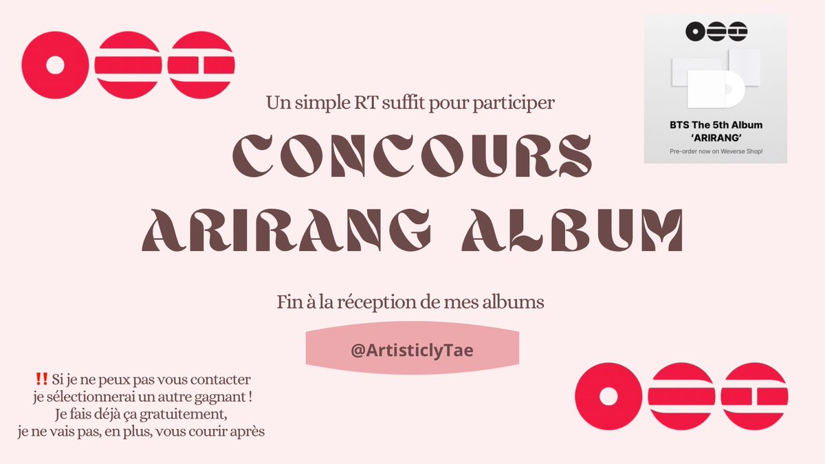 RT POUR PARTICIPER 💜 

Le follow n’est pas obligatoire, mais ayez vos DMS ouverts dans ce cas ! 💌

PS : Je fais un montage pour éviter les 🤖