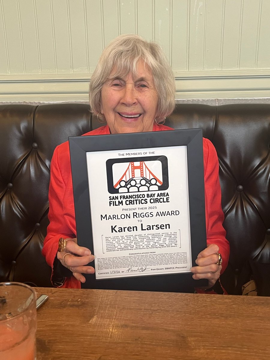 SFBAFCC's tweet image. #SFBAFCC held a luncheon over the weekend honoring Karen Larsen with the Marlon Riggs Award, celebrating her decades of dedication to championing films, filmmakers, and the San Francisco Bay Area film community.
