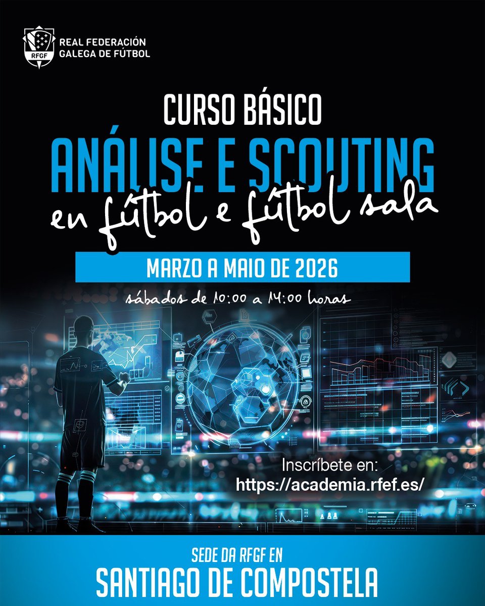 📚 𝐅𝐎𝐑𝐌𝐀𝐂𝐈𝐎́𝐍 | Curso de Análise e Scouting

🔍 A Escola Galega de Adestradores pon en marcha un curso básico de análise e scouting en fútbol e fútbol sala

✍️ A inscrición xa está aberta ata o 3 de marzo

🔗 futgal.es/pnfg/NNws_ShwN…