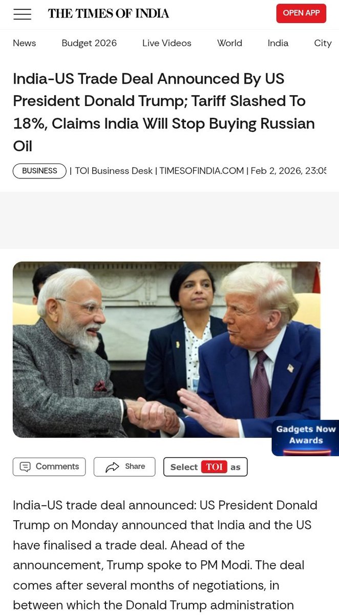 stock_stalekr07's tweet photo. #BreakingNews
#INDIA_US_Trade_Deal
#TradeDeal
#18Percent
India Crack trade deal with The USA .
Now Tarriff slashed to 18% https://t.co/mHDE1Qk4pQ