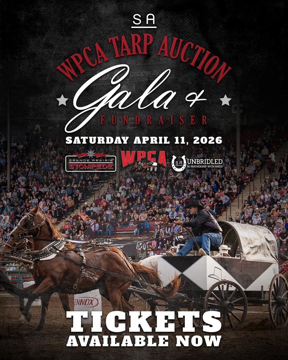 WPCAChucks's tweet image. Tickets are now available for the Grande Prairie Stompede 2026 WPCA Tarp Auction Gala &amp;amp; Fundraiser!

Be part of an evening where western tradition, community, and meaningful impact come together.

Get your tickets now: gpstompede.com
#gpstompede #wpcachucks