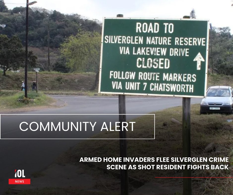 IOL's tweet image. A Silverglen resident was shot while bravely fighting off armed intruders during a targeted home invasion, sparking heightened community alert as criminals are believed to be actively monitoring the area. 
#Silverglen #HomeInvasion #LakeviewDrive #CommunityAlert #CPF 
Read on: