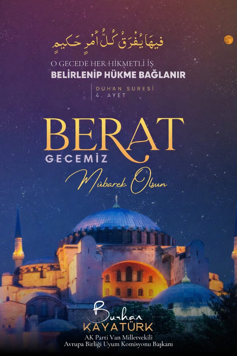 Ramazan ayının müjdecisi olan mübarek Berat Gecenizi en içten dileklerimle tebrik ediyorum. Bu kutlu gecenin rahmet, mağfiret ve berekete vesile olmasını gönüllerimize huzur, hanelerimize sağlık ve esenlik getirmesini Yüce Allah’tan niyaz ediyorum.

Başta Gazze olmak üzere zulüm