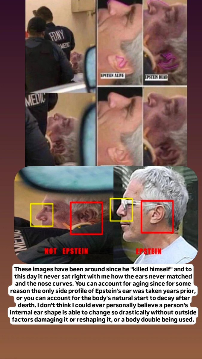 I've never fully believed Epstein was dead ever since I saw the comparison of the ears back when these images were released.