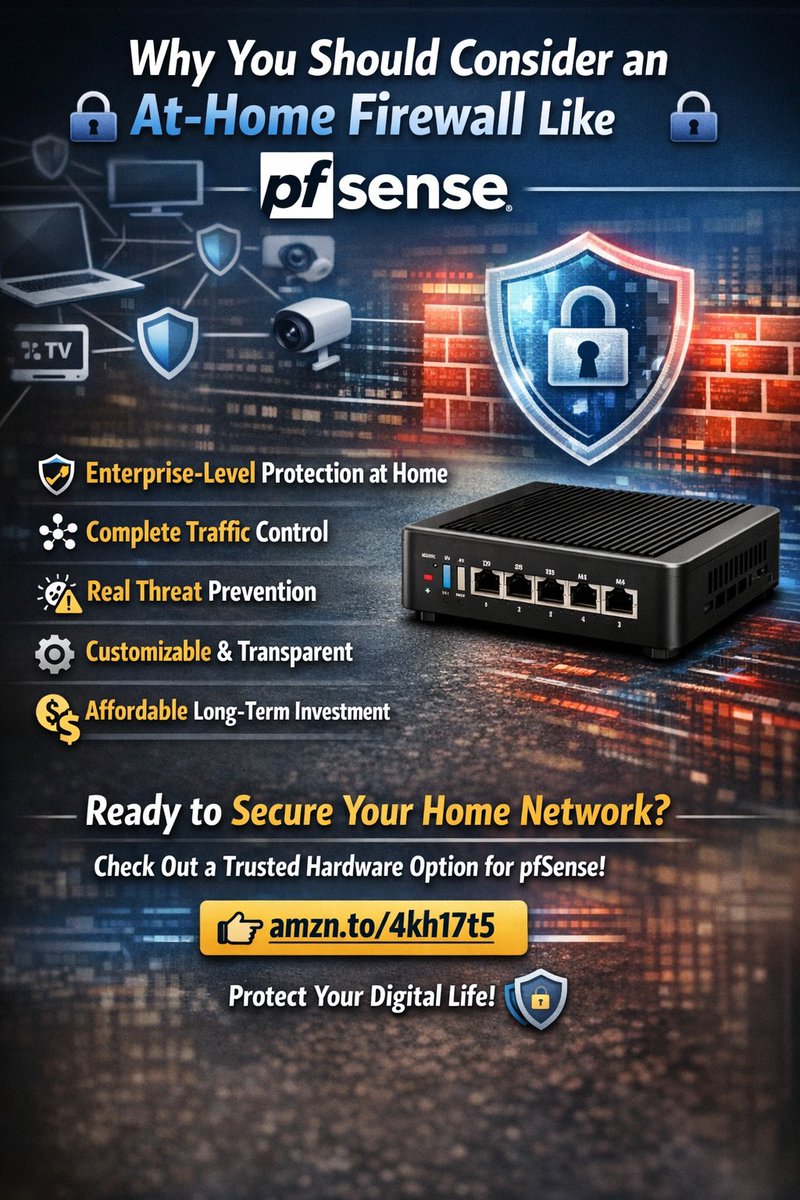 AutoMechTrader's tweet image. 💡 Ready to take control of your home network security?
Check out a trusted hardware option to run pfSense and get serious about protecting your digital life:
👉 amzn.to/4kh17t5

Secure your network like a pro — because your data deserves defense. 🛡️