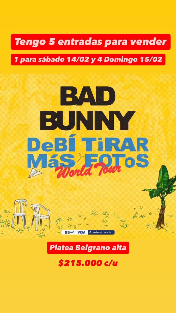 Vendo entradas para Bad bunny!!