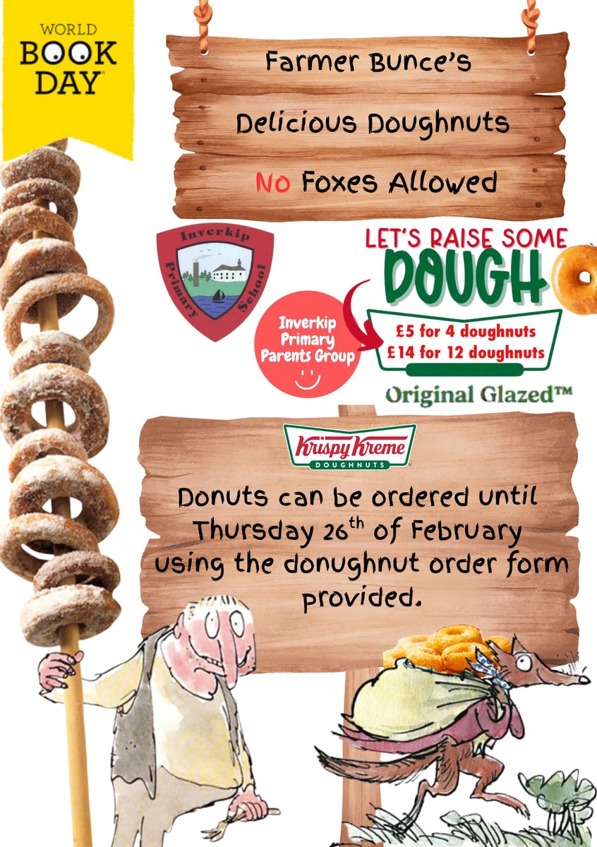 ip_parentgroup's tweet photo. Get your hands on some of Farmer Bunce’s delicious doughnuts for our World Book day fundraiser. Doughnuts can be ordered until the 26th of February and will be delivered on World Book Day (5th March) 🍩 🦊 https://t.co/tOpfm32Odq