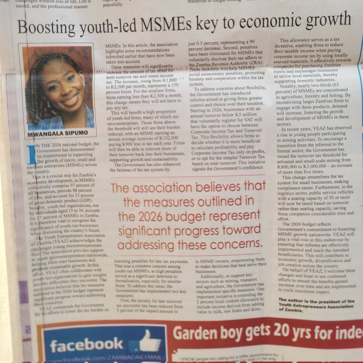 It's not everyday that you are notified of making front page on the National News paper alongside the Governor of the Central  Bank! 😀💃
Please grab yourself a copy and learn about the new SME tax reforms outlined in this year's National Budget. 
I couldn't be more proud of this