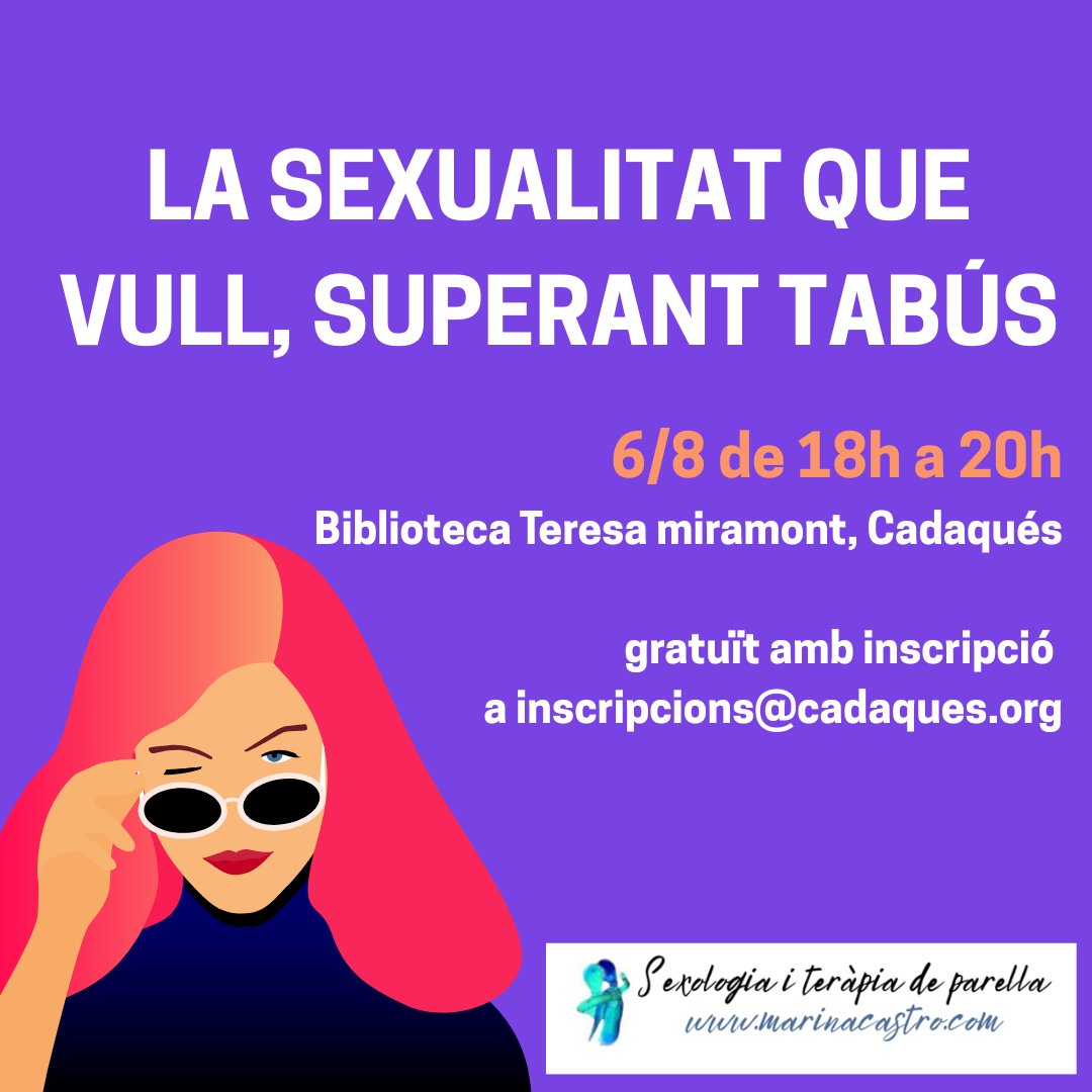 De sexualitat és presuposa que tothom en sap, però i si el que sabem prové de fonts incorrectes?

Llavors tenim inhibicions, tabús, visions distorsionades, models irrealistes.
 6 març   18h  Cadaqués 
Gratuït, Inscripció a inscripcions@cadaques.org
